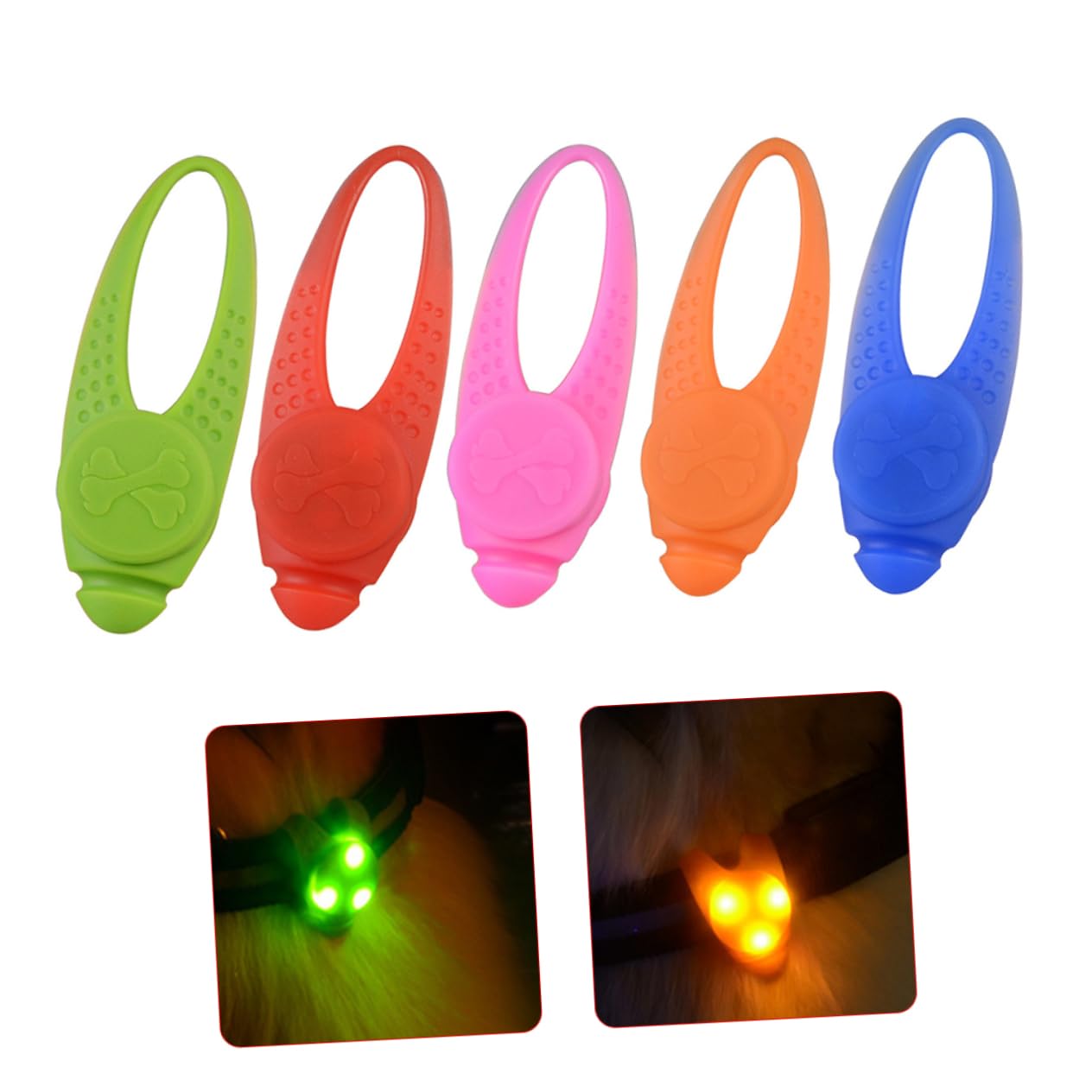 Milisten 3paquetes Collar Led Para Perro y Ligero Pack De Colgantes Iluminación Rojo Verde Rosa Azul y Naranja Para Paseos Nocturnos y Seguridad De Mascotas