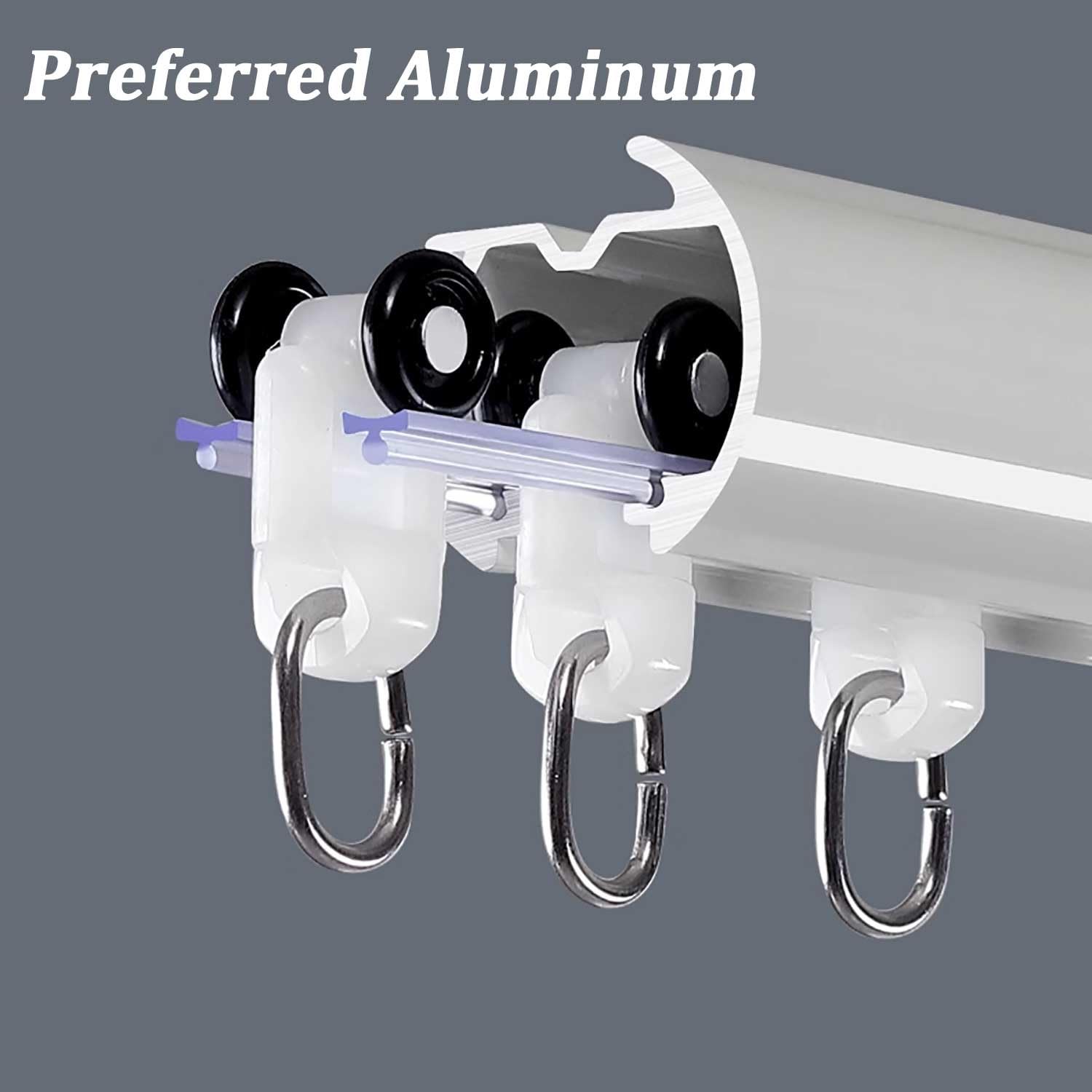 Riel para puerta corrediza de granero de aluminio grueso resistente, sistema de polea silenciosa de doble fila, rieles blancos de 6 m para separadores de habitaciones y decoración del hogar, ideal