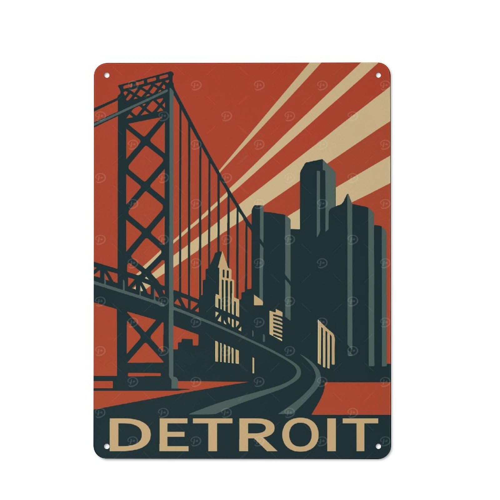 Junmoney Style-9 Garage Style Detroit Vintage Travel Retro Metal Sign 40X30cm, Workshop Wall Decor For Workshop, Basement, Shed Or Games Room