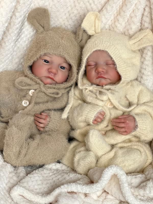 Zero pam Reborn Twins Boy and Girl 48cm 19 Inch Soft Silicone Babies Real Life Reborn Baby Dolls Lifelike Babies That Look Real Birthday Gifts Sets