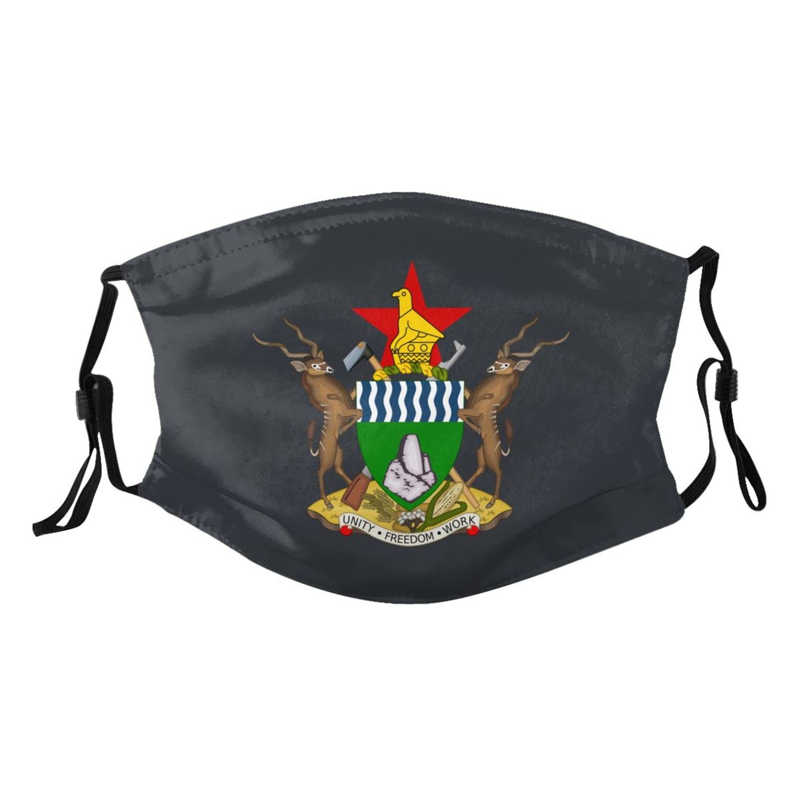 Coat of Arms Zimbabwe Mask Protect Respiratory System Breathe with Peace of Mind Black