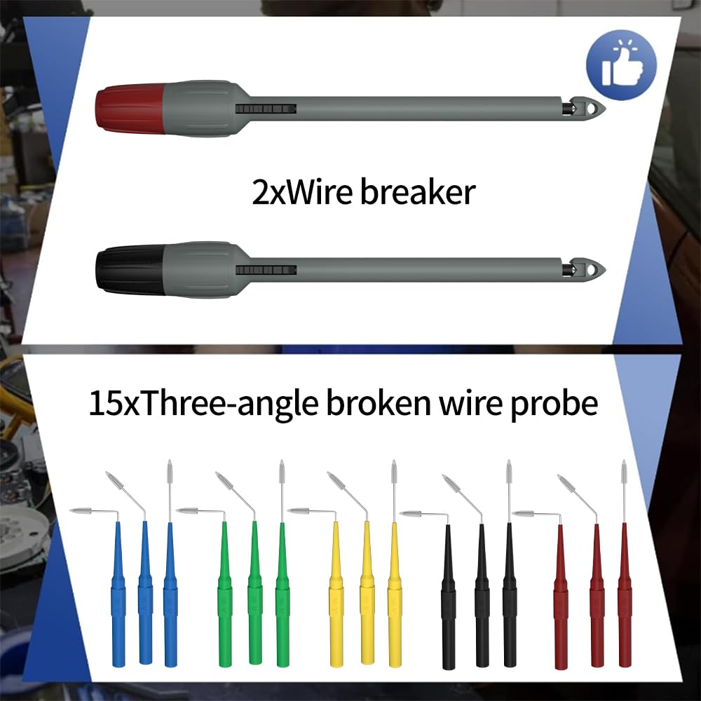 Kit de cables de prueba de multímetro, 110 unidades, kit de cables de multímetro, kit de sonda trasera eléctrica, kit de cables de prueba de circuito automotor, herramienta de diagnóstico de prueba de