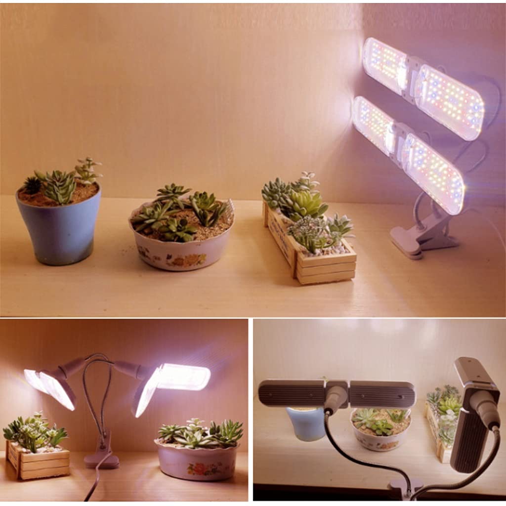 LED Crece la Luz para Plantas de Interior,Luces para Plantas con Clip de Cuello de Cisne Espectro Completo,para Hidroponía,Invernadero,Hortalizas,Zócalo E26 /E27 (Color : Double Head)