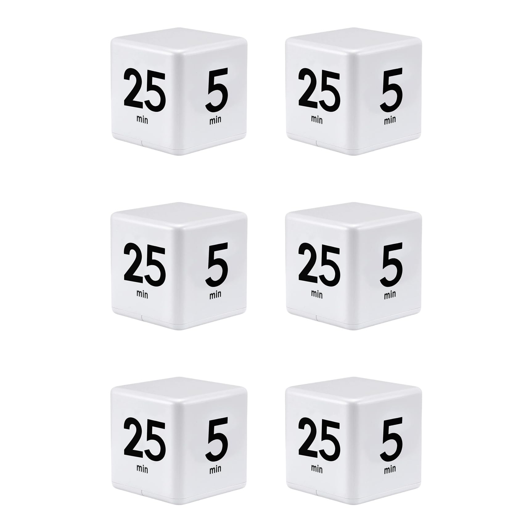 Jnchdghwa White 6X Cube Timer Kitchen Timer Time Management Timer Management And Countdown 25-5-45-15 Minutes