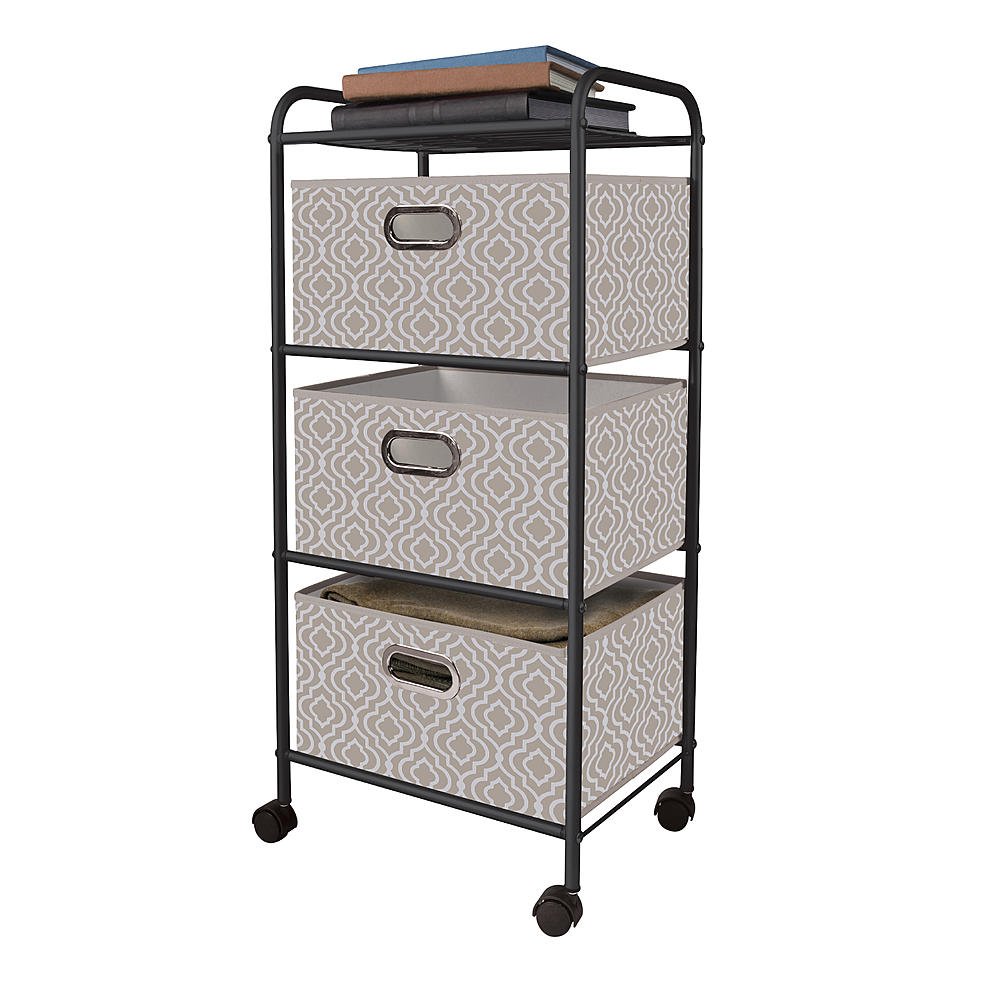 3 Drawer Storage Cart - Taupe Moroccan