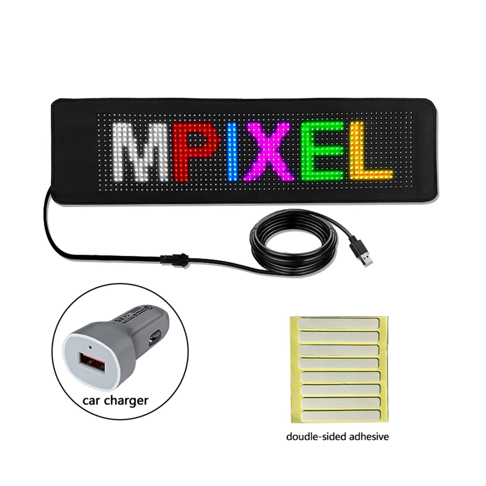 Panel LED Elastyczny ekran reklamowy LED Wzór DIY Tylne okno samochodu Led Przewijany wyświetlacz napisów USB Przednia szyba Elektroniczne światło ekranu do samochodu, baru, hotelu, ciężarówki(1664RGB