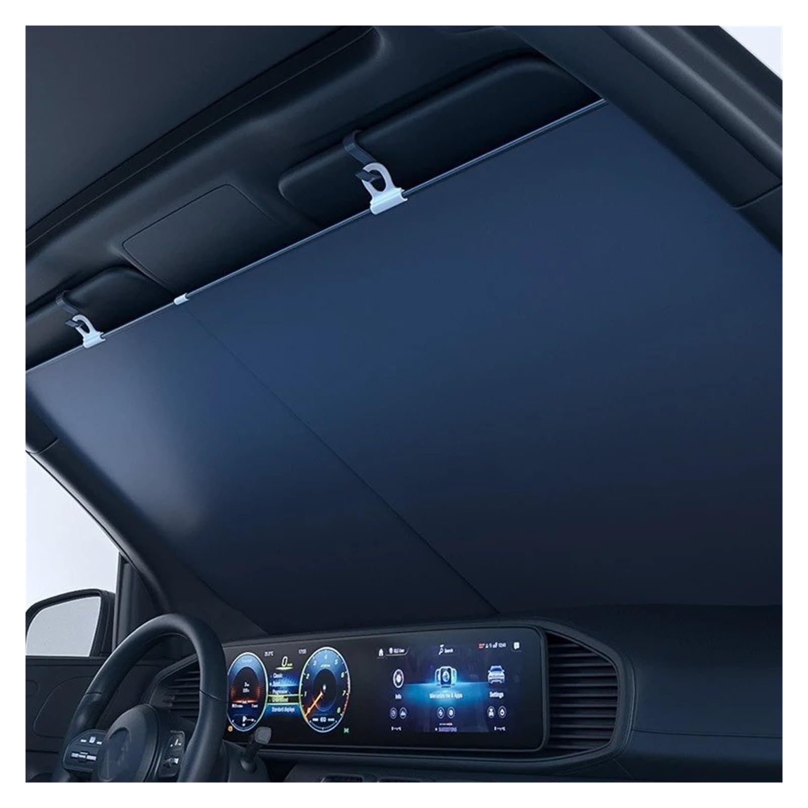 Parasol Ventanas Parasoles Coche 2 Ganchos Y Ventosas para Parabrisas Coche Barra Doble Retráctil para Vehículos Generales En La Parte Delantera con Bloqueo UV
