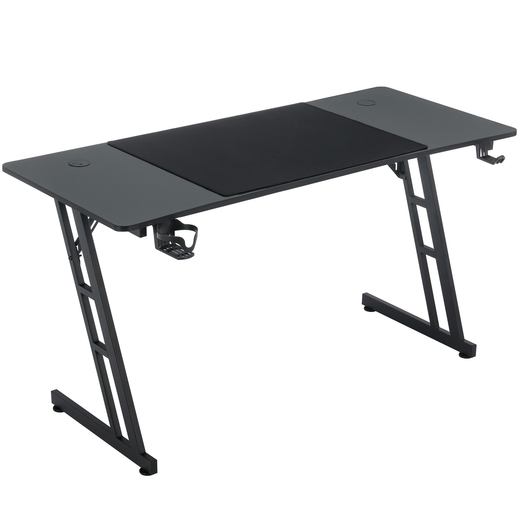Gaming Tisch Schreibtisch 120x60cm Computertisch mit Kopfhörerhaken und Getränkehalter, Stabiles Z-Gestell Zocker Tisch zum Home Office(Typ A, Keine LED)