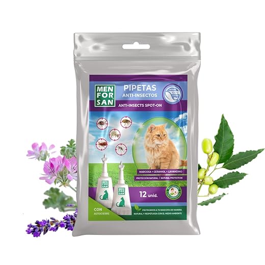 Pack con 12 Pipetas antiparasitarias de MENFORSAN, para gatos