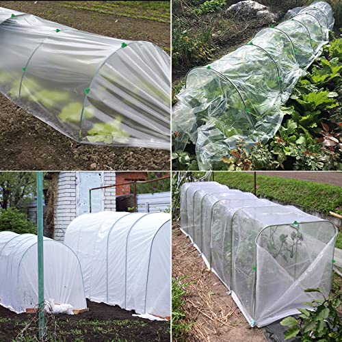 Greenhouse Hoops Grow Tunnel,Garden Hoops 8 Sets(41.3" X 31.5" ) Rustproof Plastic Coated Steel Support Frame Greenhouse Hoops For Raised Beds, Garden Tunnel Row Cover Hoops Kit With 24 Pcs Clamps #TOP6