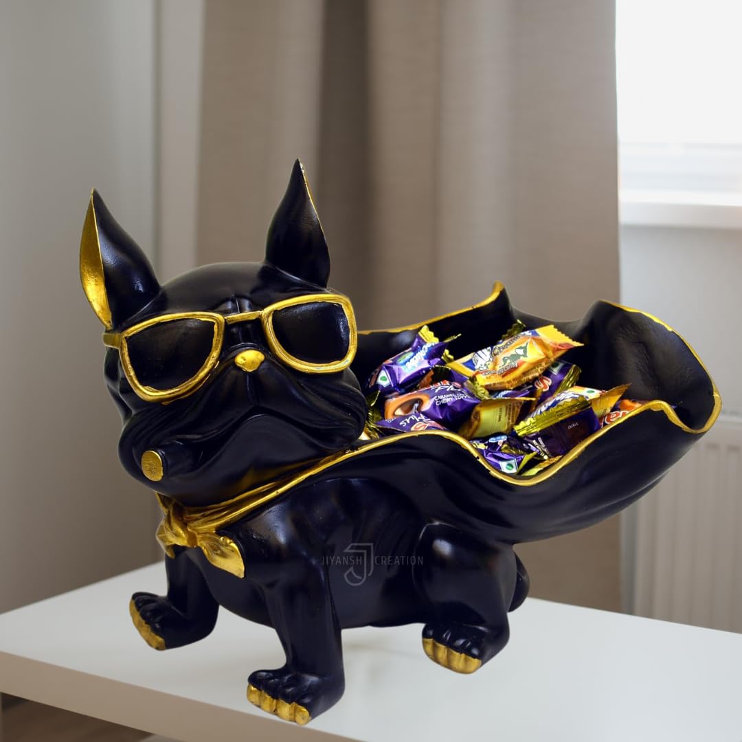 J JIYANSH CREATION Artifacts for Living Room (Material: Polyresin Color: Black Size: 20cm)