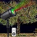 Christmas Laser Projector Lights Outdoor Indoor, 2 Colors with Red and Green Star Show, Christmas Laser Projector Lights Waterproof with Remote Decor for Christmas Holiday Party Garden Patio