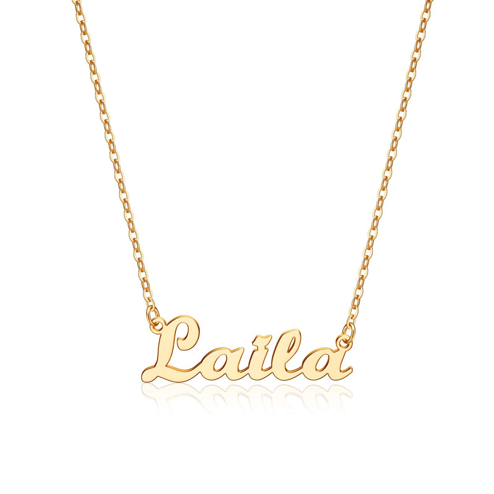 YesteelName Necklace for Women Girls, 14K Gold Plated Personalized Necklaces for Women Name Jewelry, Gold Nameplate Necklaces for Teen Girls Gifts