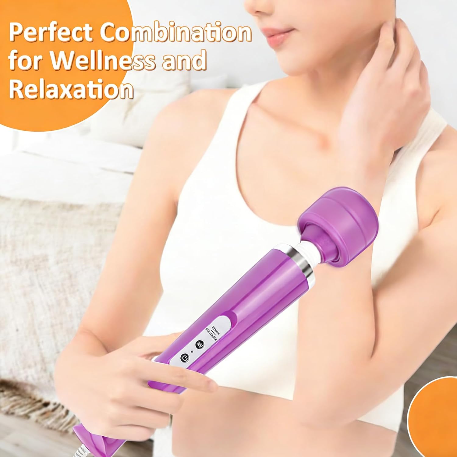 Wired Wand Massager for Women, 10-Speed Electric Handheld Deep Tissue Massager, Powerful Plug-in Full Body Muscle Recovery Tool for Neck, Back, Shoulder & Foot Relief