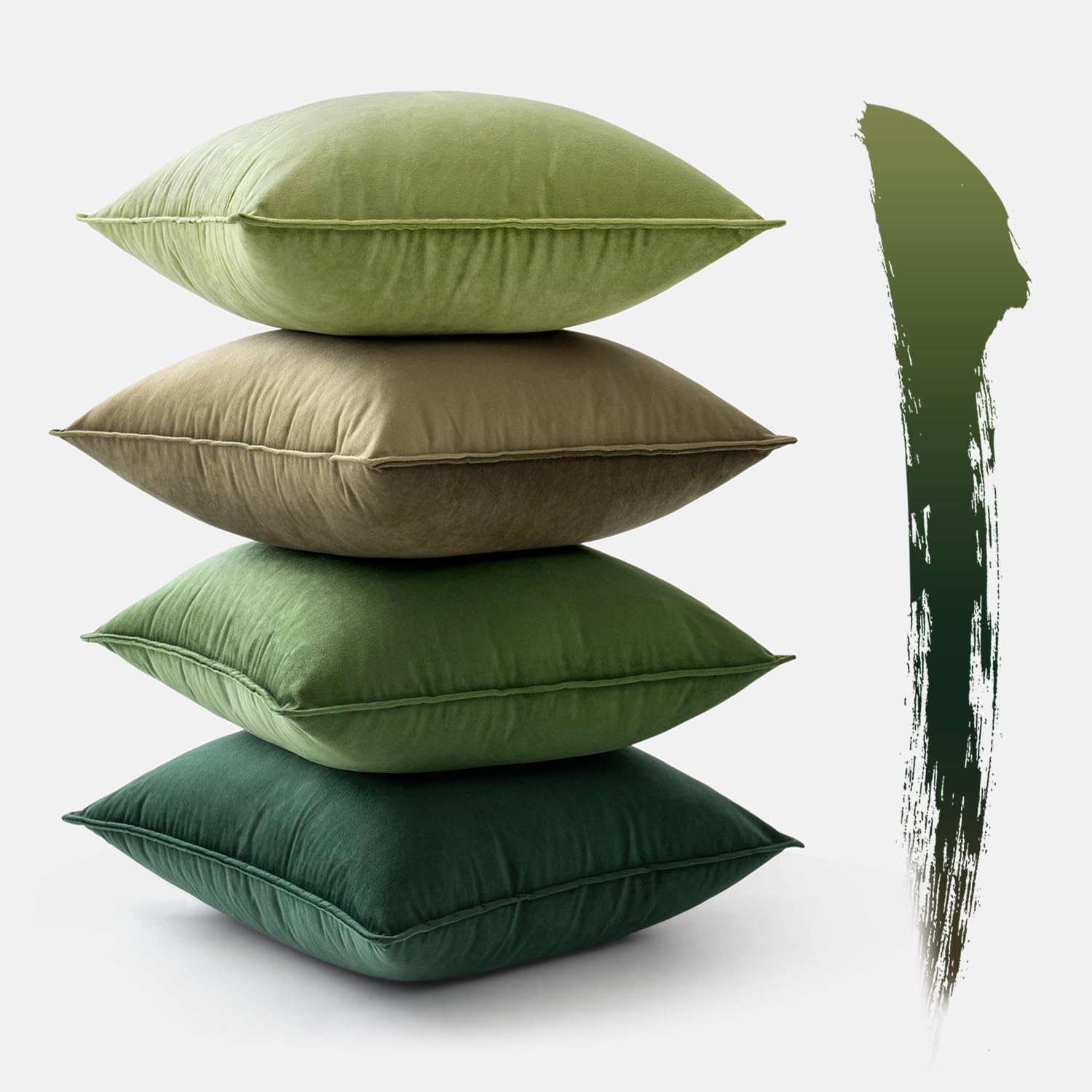 MIULEE Set de 4 Cojines de Terciopelo 40x40cm Colección Verde Cojines Cama Decorativas para Sofá o Silla Fundas de Cojín con Borde Envolvente Sofá Salón Dormitorio Fundas de Cojín Decorativas