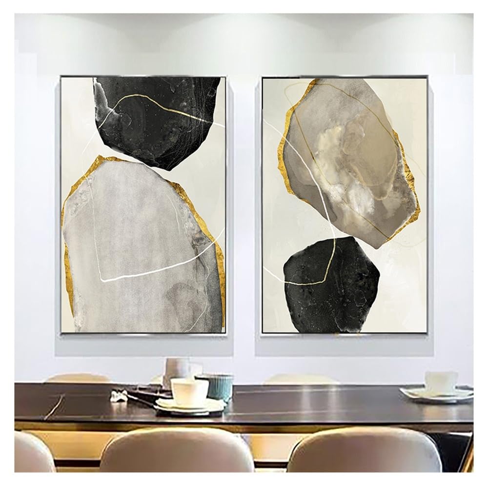 WUHBCZ Art Decor,Canvas Poster Print Golden Wall Art Pictures Marble Wall Paintings Abstract Geometric Color Block for Living Bedroom Office Room Home Decor-30 * 50cm*2PCS (No Frame)