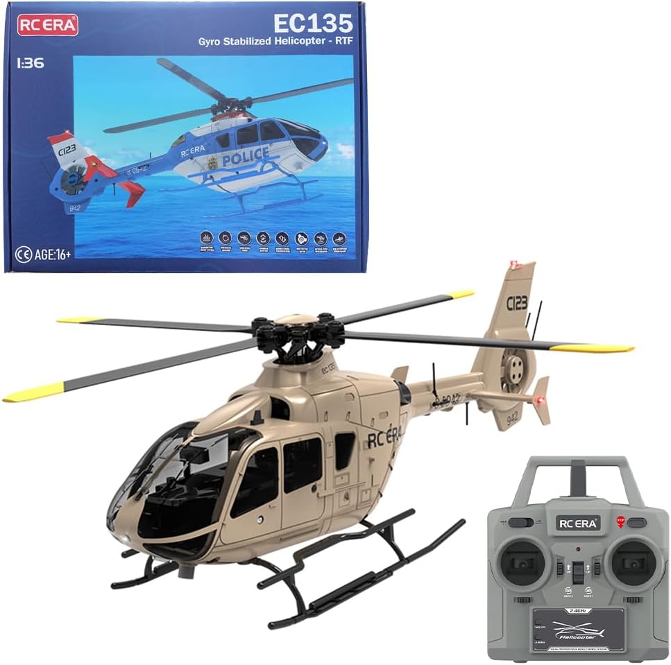RC Helicopter, EC135 C123 Aircraft Model 1/36 2.4G 6CH Single-Rotor Gyroscopic Flying Helicopter Model (RTF Version)
