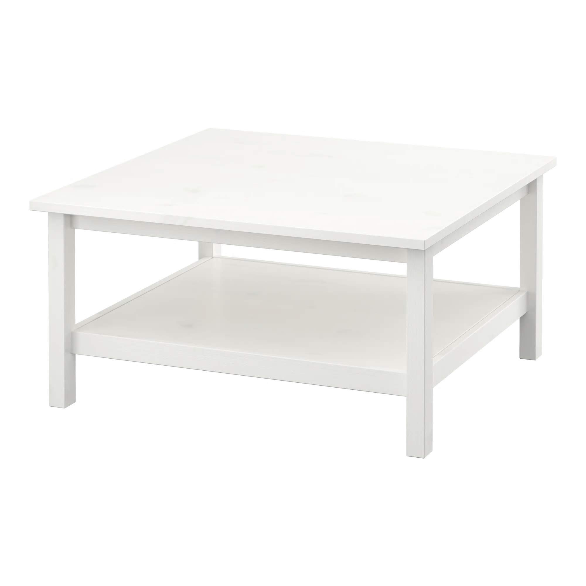 Coffee Table White Stain, Solid Wood, Separate Shelf, Assembled Size Length: 90 cm Width: 90 cm Height: 46 cm