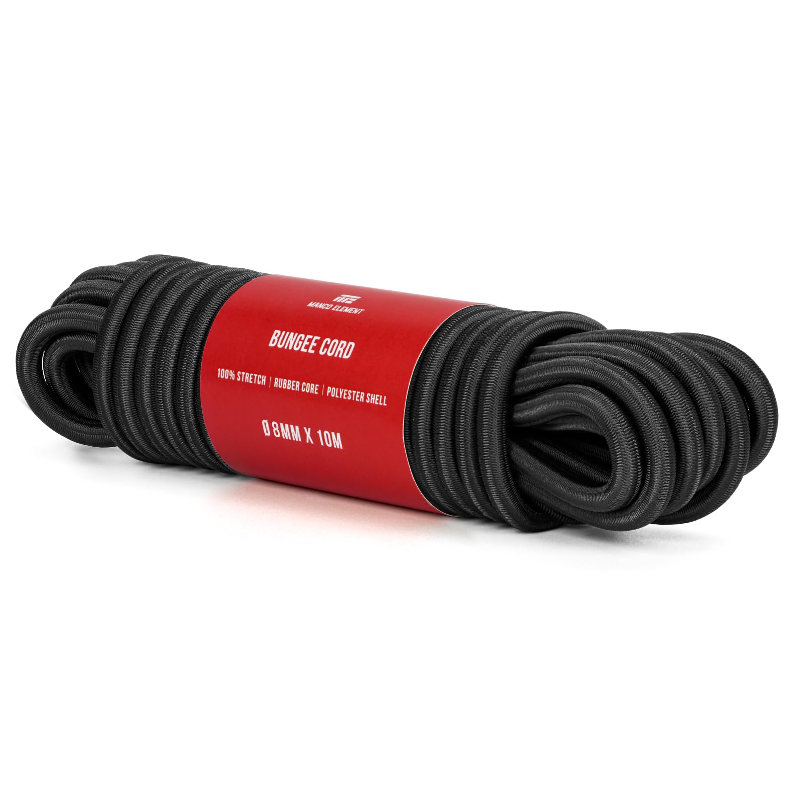 Manco Element Black Bungee Cord 8Mm X 10M Elastic Cord Shock Cord