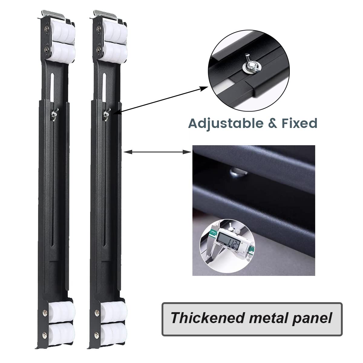 Deslizadores ajustables para electrodomésticos pesados, soporte para refrigerador, lavavajillas, lavadora, secadoras, rodillos móviles con freno y elevador (blanco)