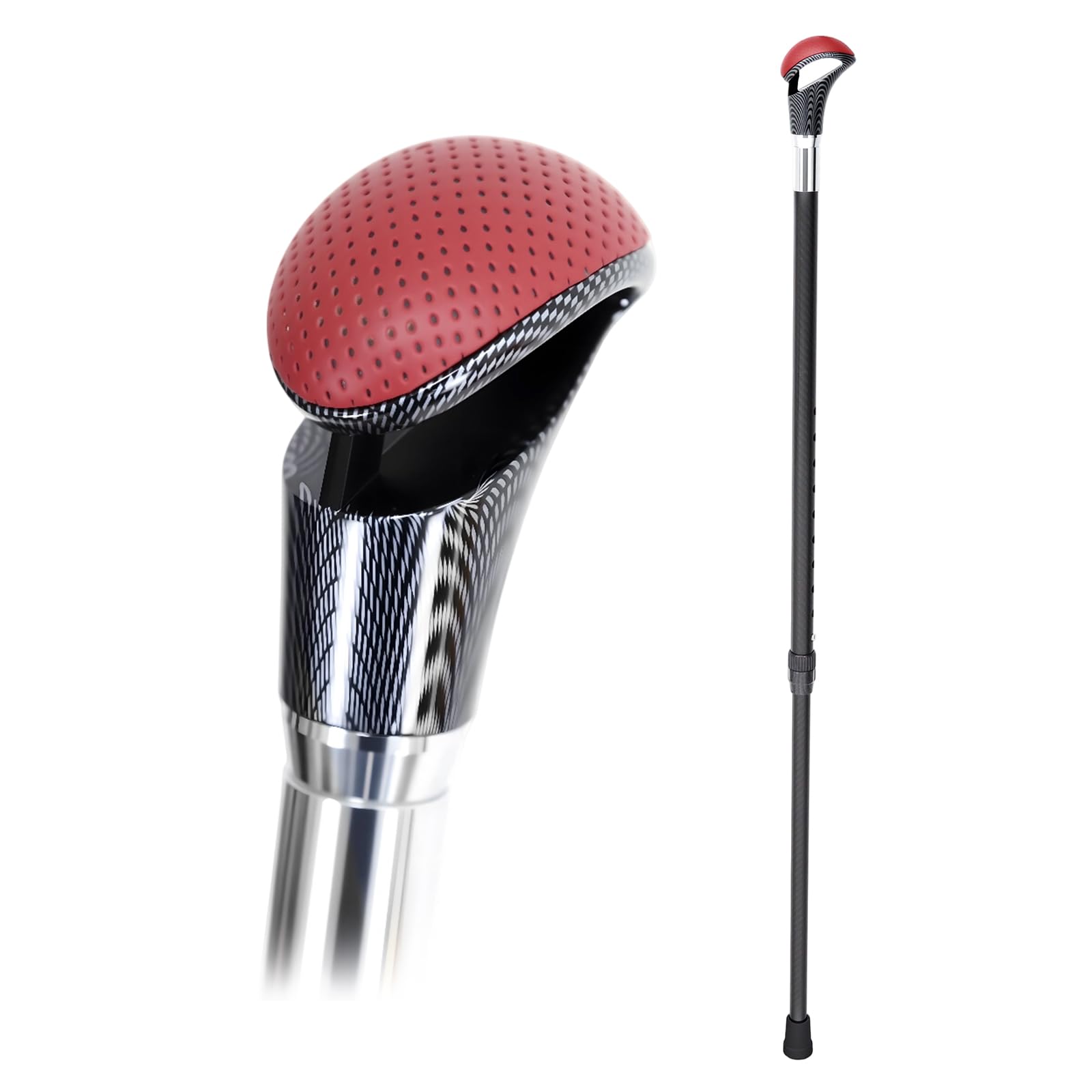 Care-Parents Canne de Marche en Carbone, Ultra légère (250 g) et Télescopique(79-102cm), et Portable, avec Embout en Caoutchouc Antidérapant, pour Homme et Femme, Elégante et Moderne