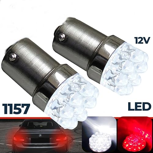 TEAFIRST Lâmpadas LED de freio para carro 12v 1157 vermelho branco (branco)