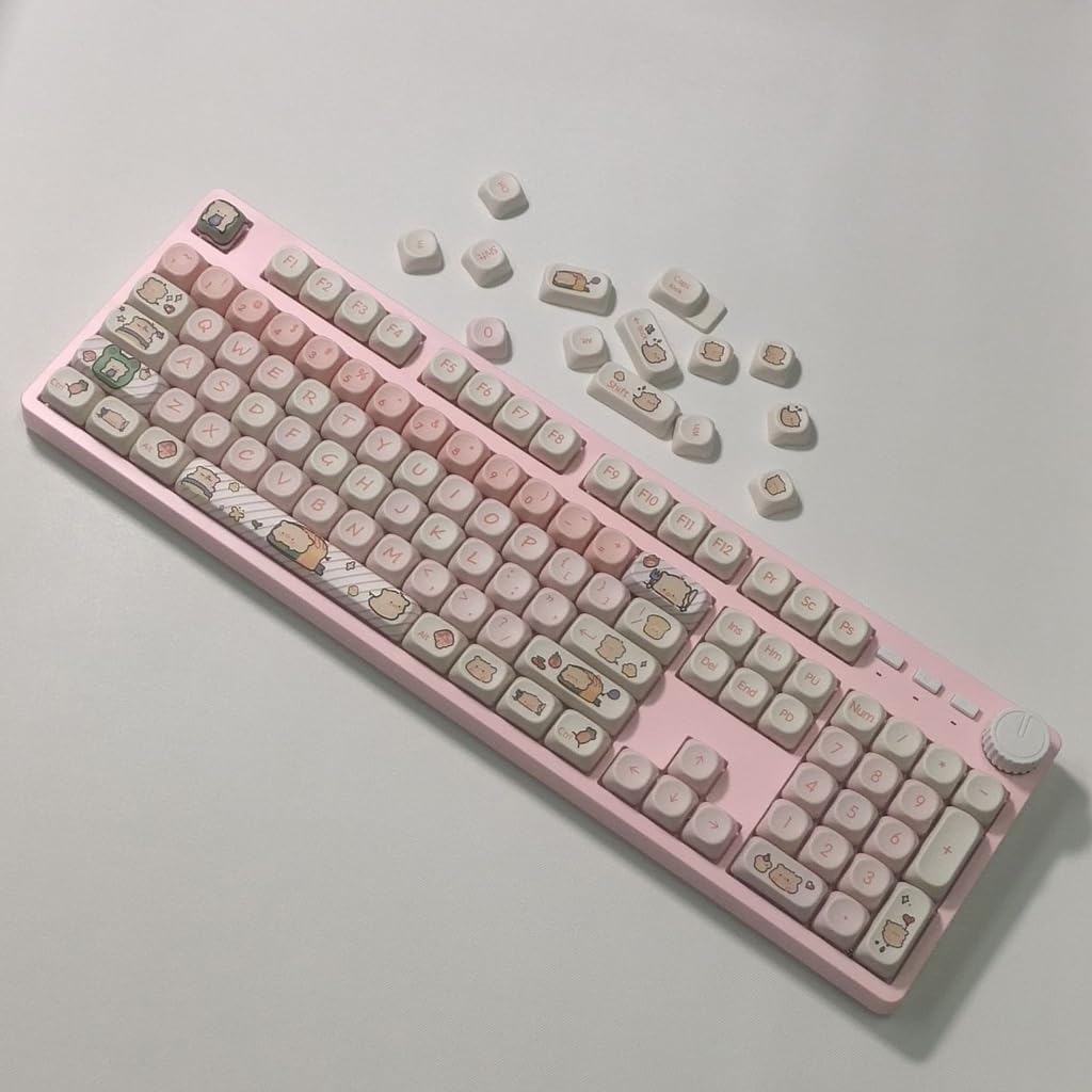 118 Keycaps PBT MOA Profile Standard Sublimation Process Pink Pig Themed Keycaps