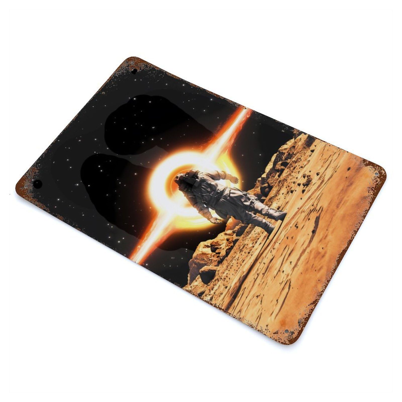 Astronaut on The Mars Decorative Tin Sign 11.8"x7.9", for Bistro, Counter And Cafe Decor, Retro Wall Decor