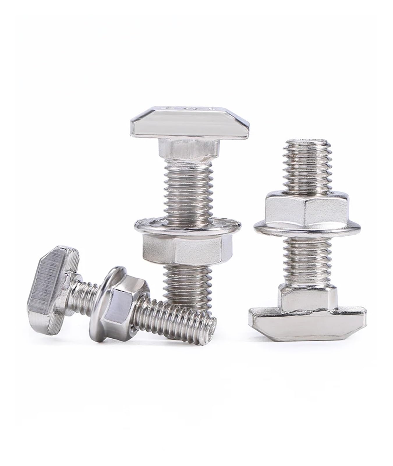 Kit di bulloni e Dadi per scanalature a T, Bullone a T nichelato M5 M6 M8 con Dadi flangiati esagonali for Profili con scanalatura a T 20-45, Dimensioni Multiple(5Pcs,40- M8x40mm)