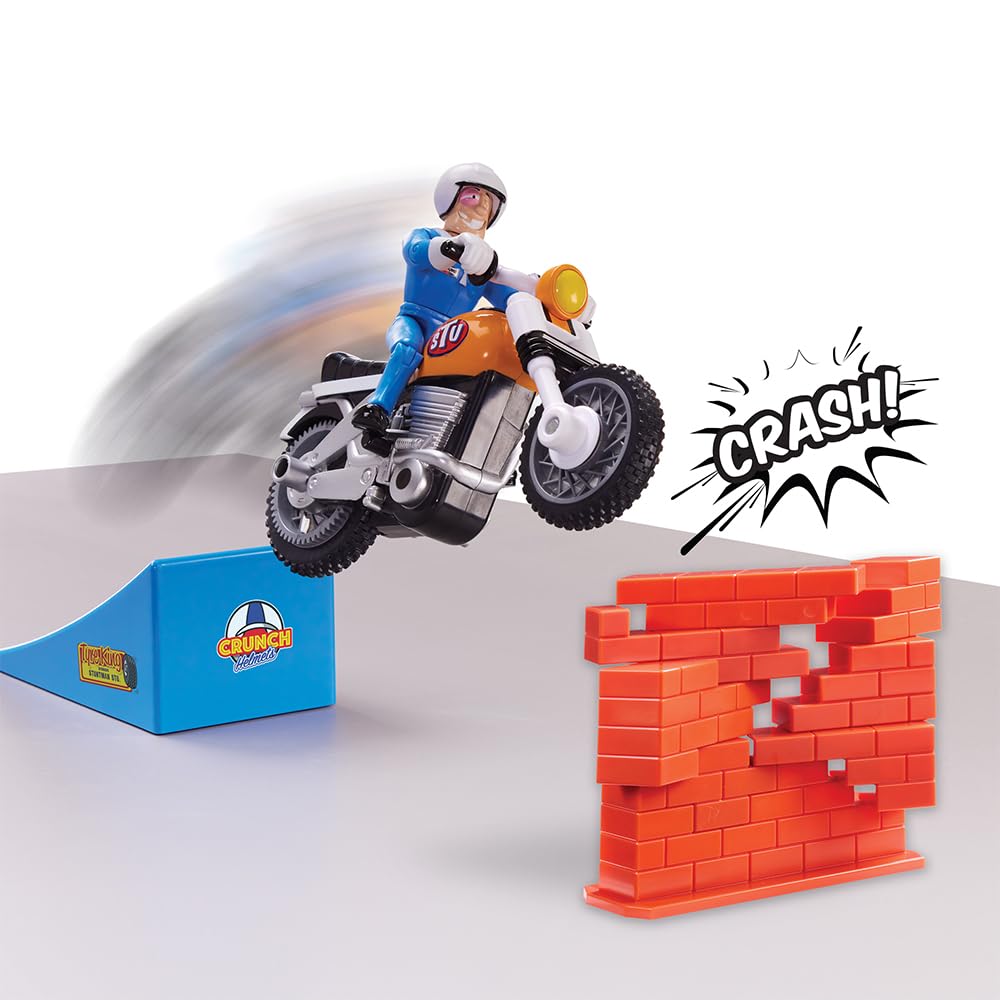 BANDAI - Stuntman Stu - Moto Nitro Boost - Jouet pour réaliser des Cascades - Figurine Cascadeur Inclus - Jeu de Crash avec véhicule et Accessoires - Jouet Enfant 4 Ans et + - COSS8201