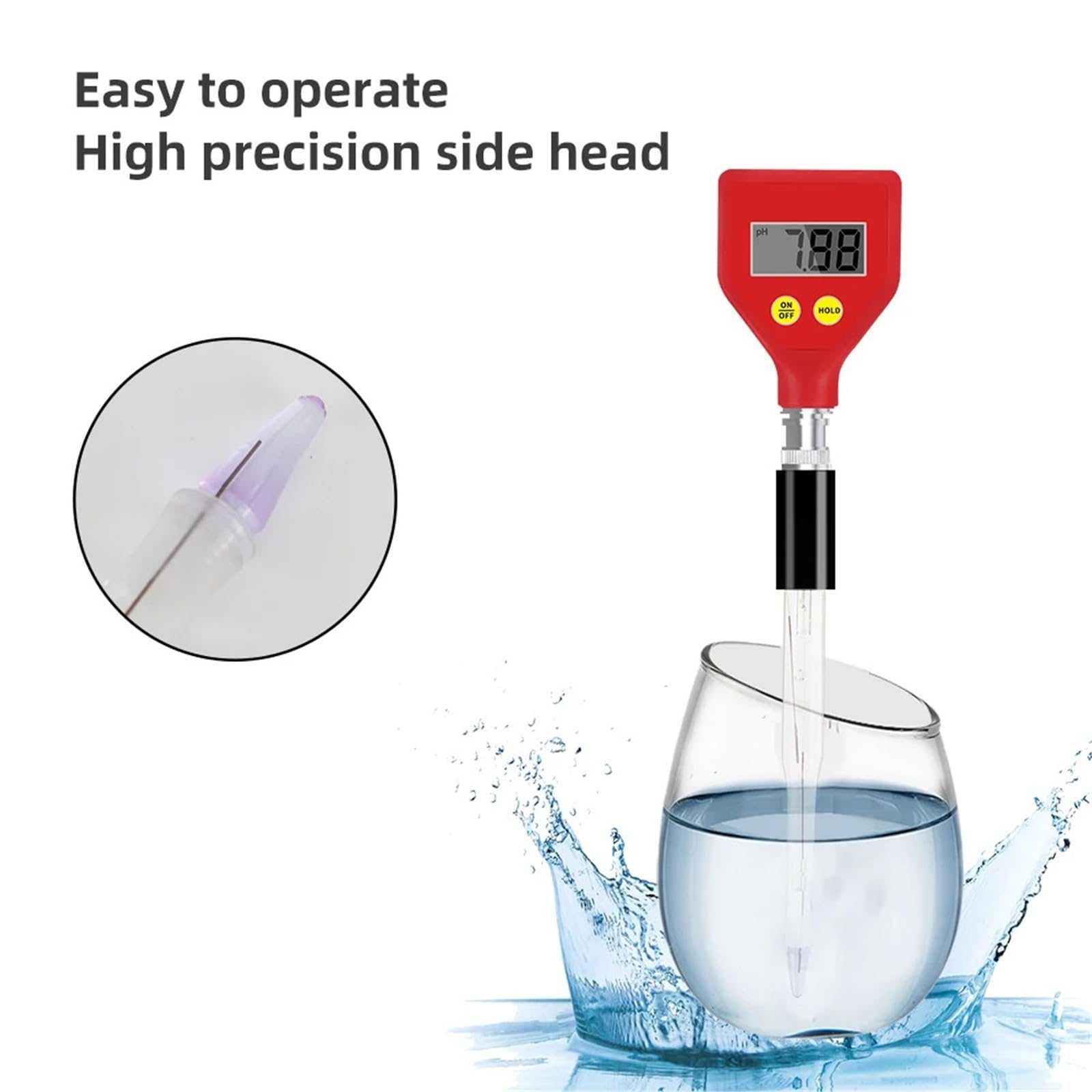 Misuratore di PH, Tester della qualità Acqua, elettrodo di Vetro affilato, Strumento di misurazione del PH for Acquario, Cibo, Formaggio, Latte, Terreno