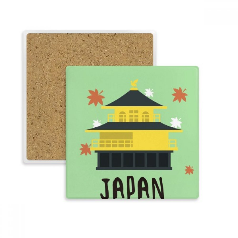 Porte tasse carré en pierre naturelle absorbante motif local du Japon