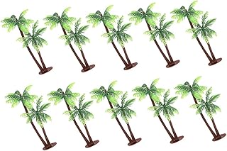フェイクココナッツの木 10本セット 水槽用フェイクツリー ミニチュア風景装飾 ビーチや夏のパーティー ジオラマ模型向け人工ココ