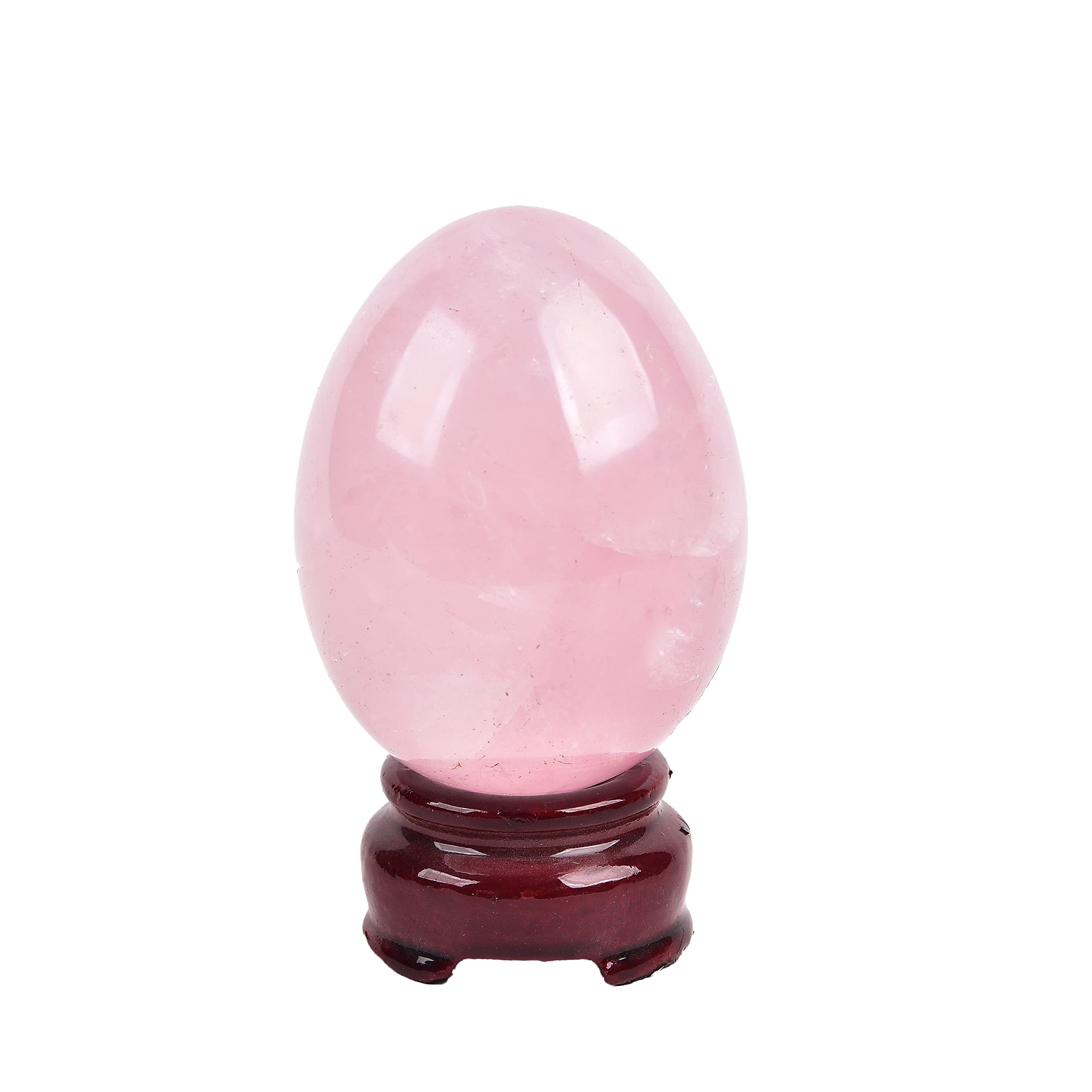 AMOYSTONE Rose Quartz Crystal Egg with Base for Healing Reiki Home Decor - Easter Egg Height 2.5-3
