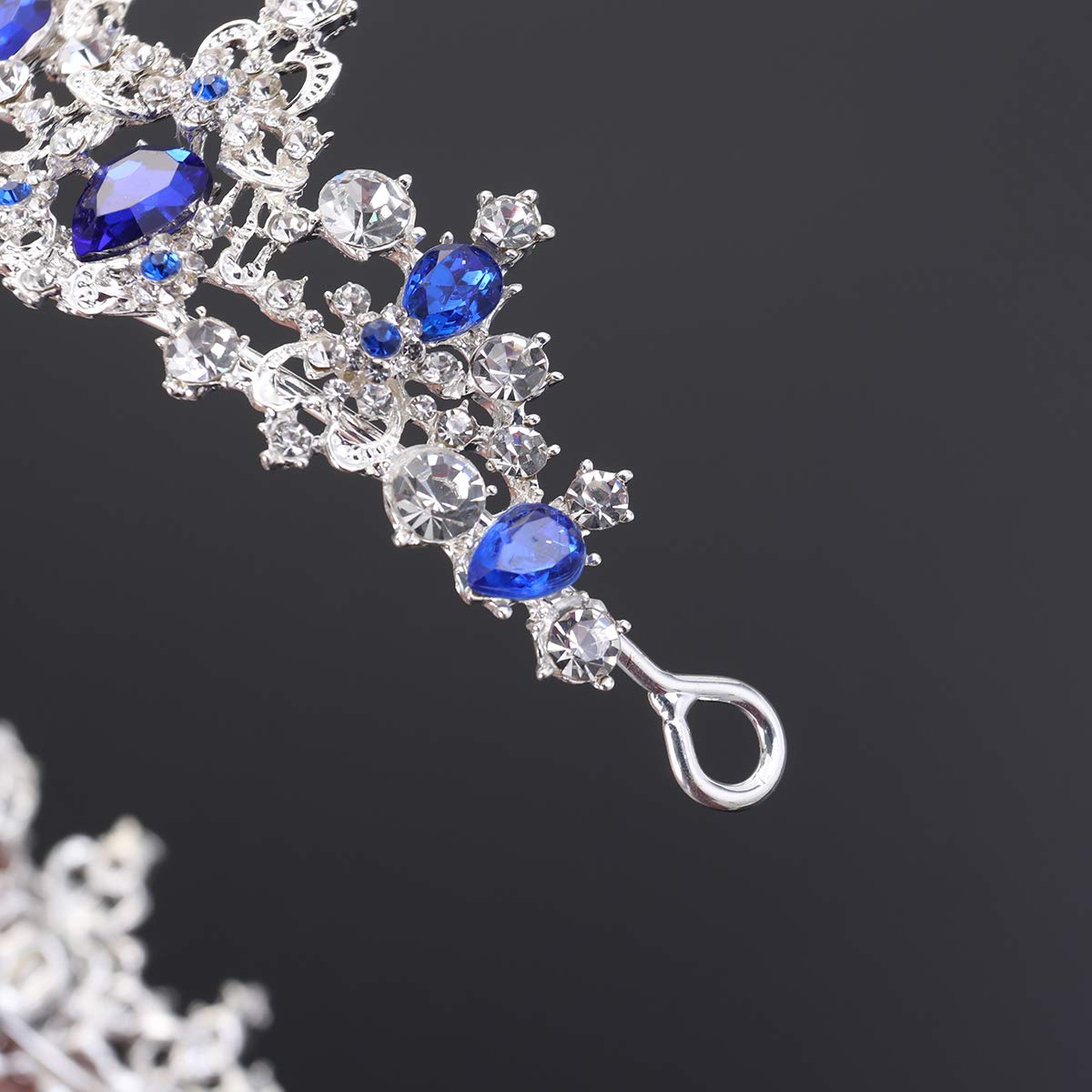 Bruids tiara kroon, kristallen strass bruiloft tiara met golfclip, barokke prinses hoofdtooi, sprankelende volledige ronde rode kroon voor koningin- kostuum, balfeest, verjaardagstaart topper foto prop