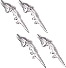 GLOBLELAND 4 Pcs Alloy Full Finger Adjustable Ring Silver Armour Knuckle Goth Punk Fingers Claws Full Finger Double Loop Ring for Halloween Party Cosplay Costume Accessories Jewelry