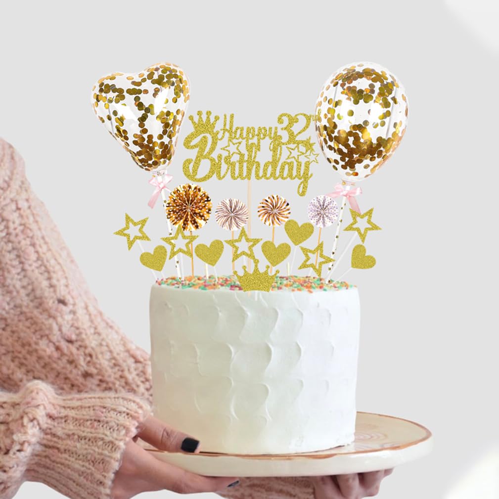 Conruich Decorazione per Torta di Compleanno 38 anni Uomo Donna, Cake Topper Alles Gute 38. Geburtstag Oro Nero, Torta Torta Stella Cuore Nero per Decorazione Festa 38 anni Compleanno Donna Uomo