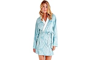 Wrap Up VP Silver Medallion Aqua Microfiber Short Robe, S/M
