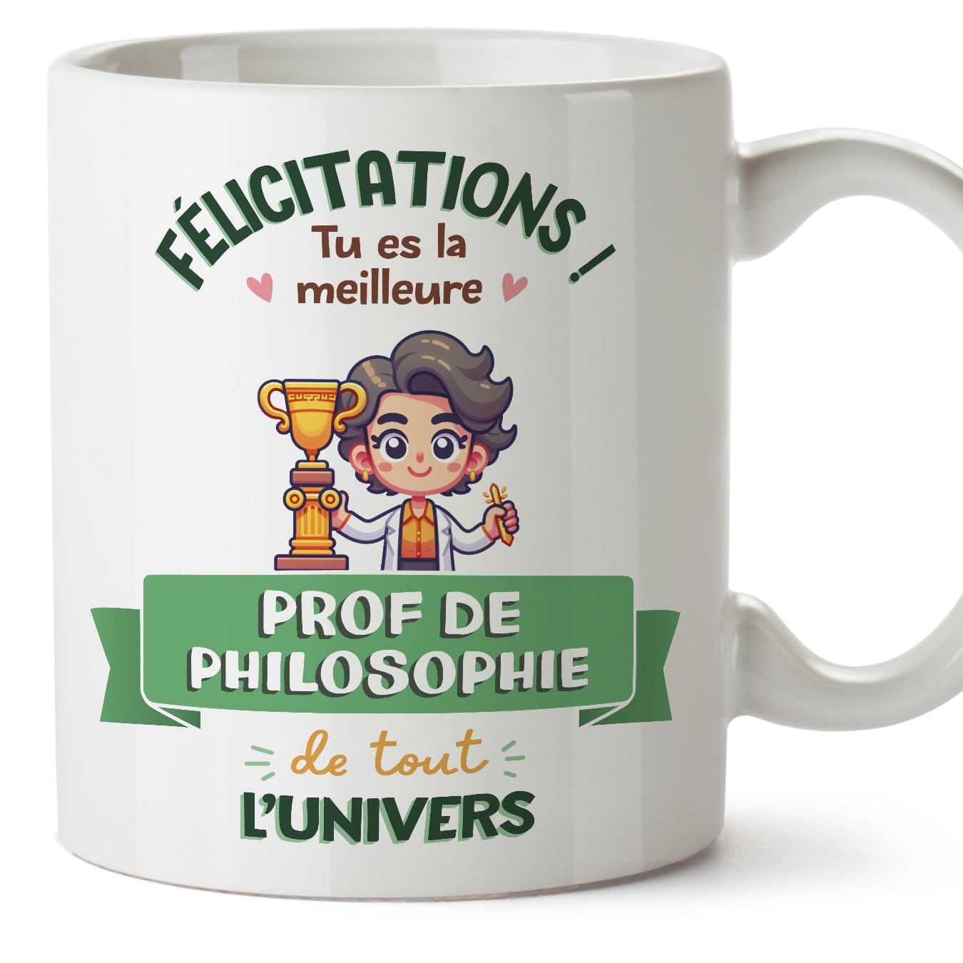 MUGFFINS Philosophy Teacher Woman Mug - in French - Meilleur Univers Trophée - Funny Gift for Colleagues - Ceramic 11oz Mug — image 1