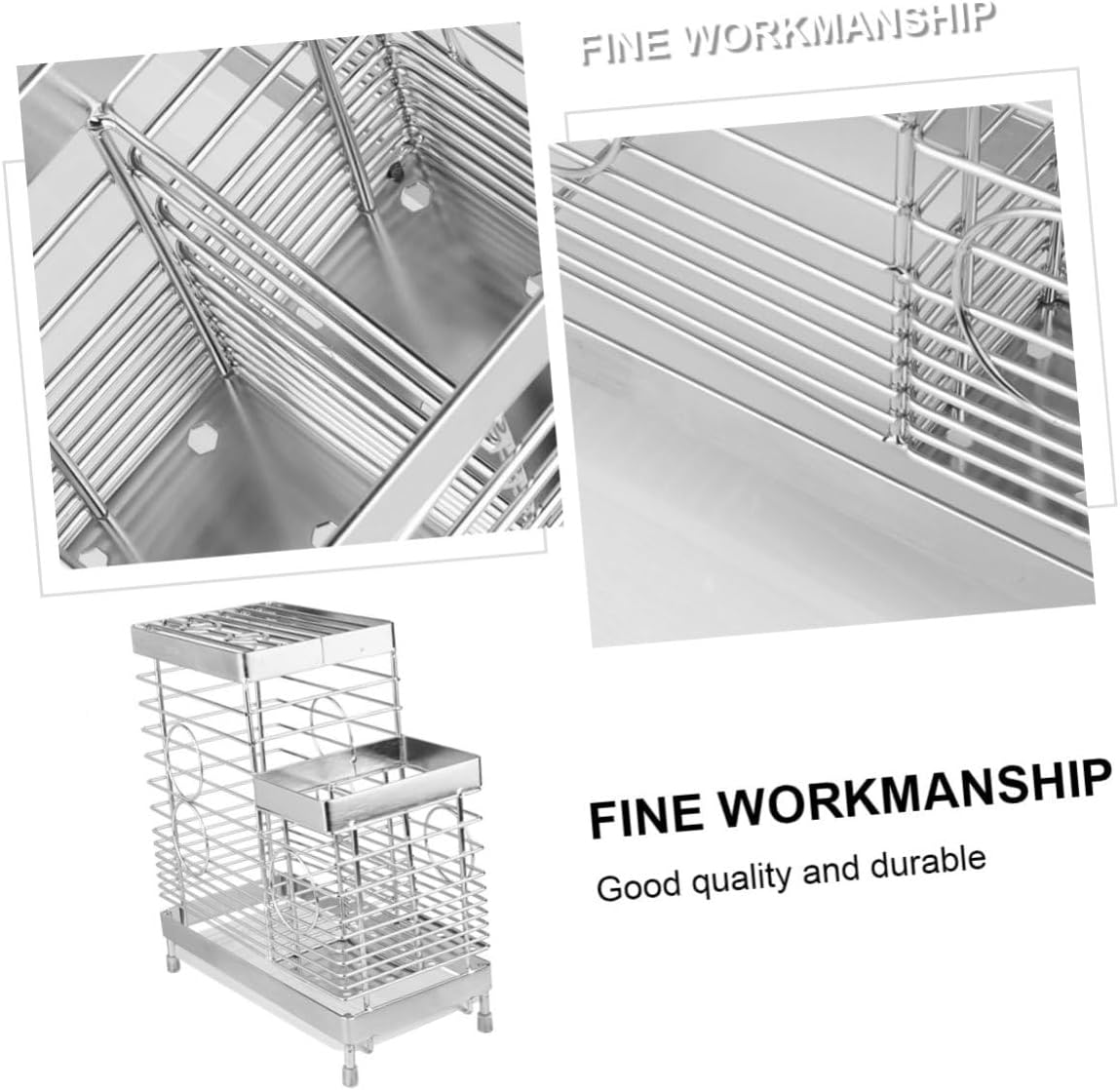 Cabilock Stainless Steel Kitchen Storage Rack Multi-functional Cutlery Holder for Organizing Utensils Space-saving Design for Home Restaurant and Buffet Use