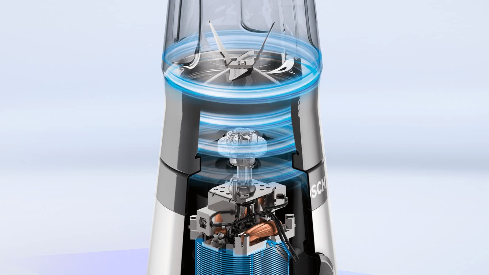 Bosch, mini blender, seria VitaPower 2, system ProPerformance z szybkim miksowaniem, silnik o mocy 450 W, ostrza ze stali nierdzewnej, szczelny, butelka Tritan ToGo, jasnosrebrny, biały, MMB2111