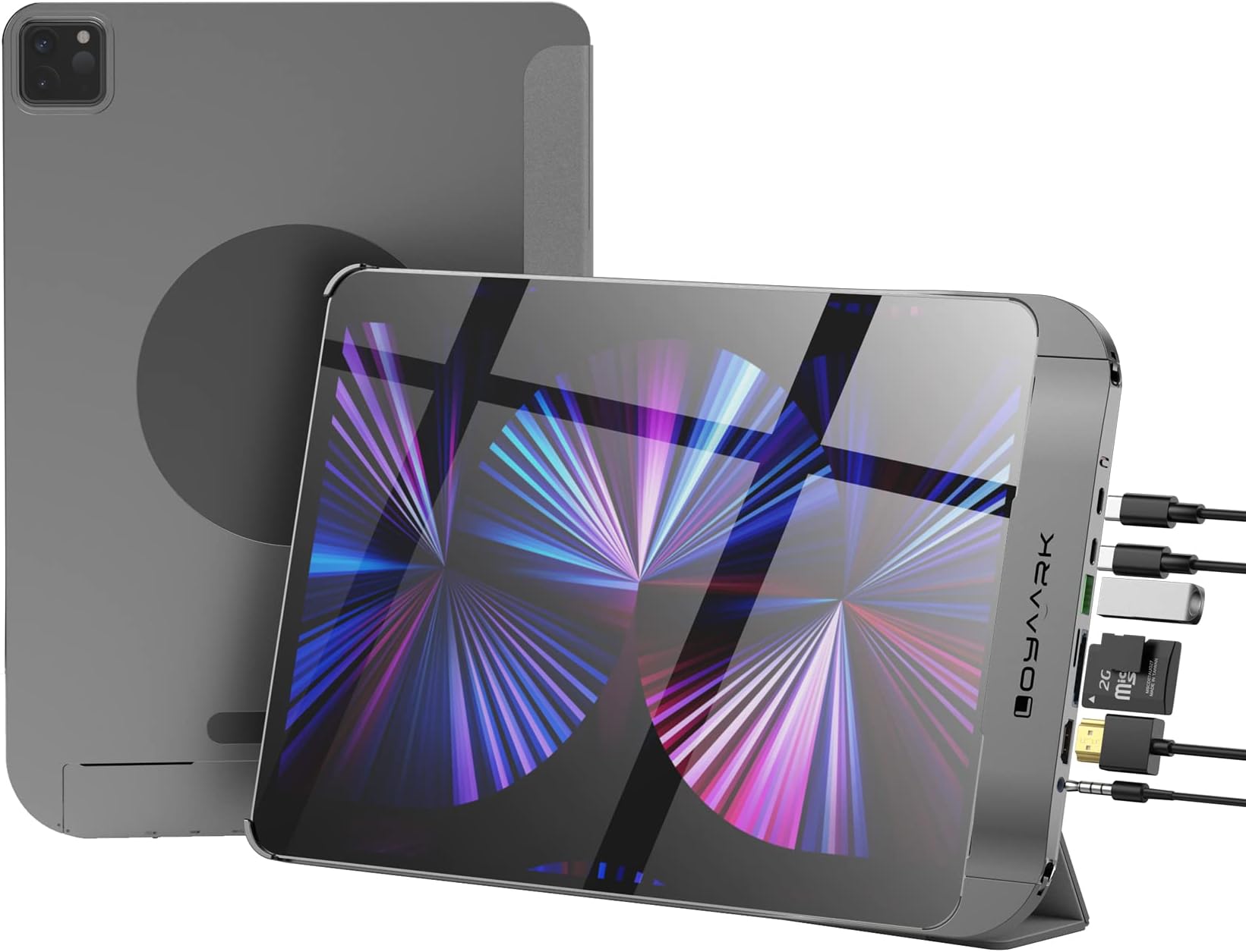 Loya Ark iPad Pro USB C Hub and Smart Case, 7 in 1 Adapter for iPad Pro 12.9 inch 2021, Docking Station with 4K HDMI, USB-C PD Charging, SD/TF Card Reader, USB 3.0, Auto Sleep/Wake Cover