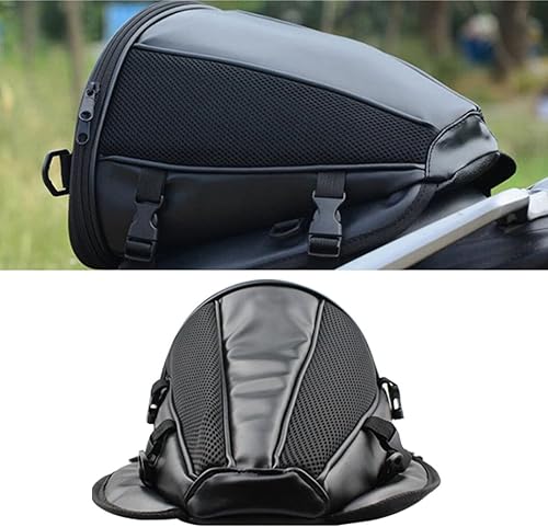 Miniatura 2 de Bolsa de motocicleta de diseño único, bolsa de cola de motor antideslizante de gran capacidad, bolsas de sillín ligeras impermeables de PU, para