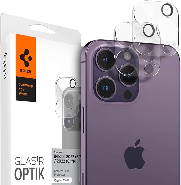 Spigen Glas.tR Optik Tempered Glass Camera Lens Protector for iPhone 14 Pro / 14 Pro Max - 2 Pack (Crystal Clear)