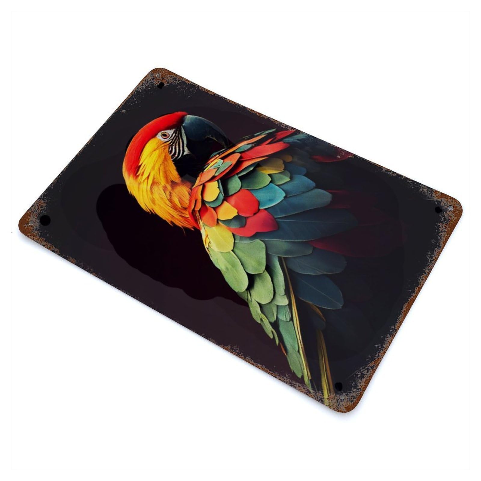 Judgmental Parrot Rusty Metal Tin Sign 11.8"x7.9", Industrial Home Decor for Garage, Pub Or Kitchen