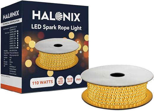 Halonix 10 Meter (33 Feet) Yellow Rope Light | Plug-n-Play | Waterproof | 1200 Bright LEDs | Diwali Lights for Decoration ...