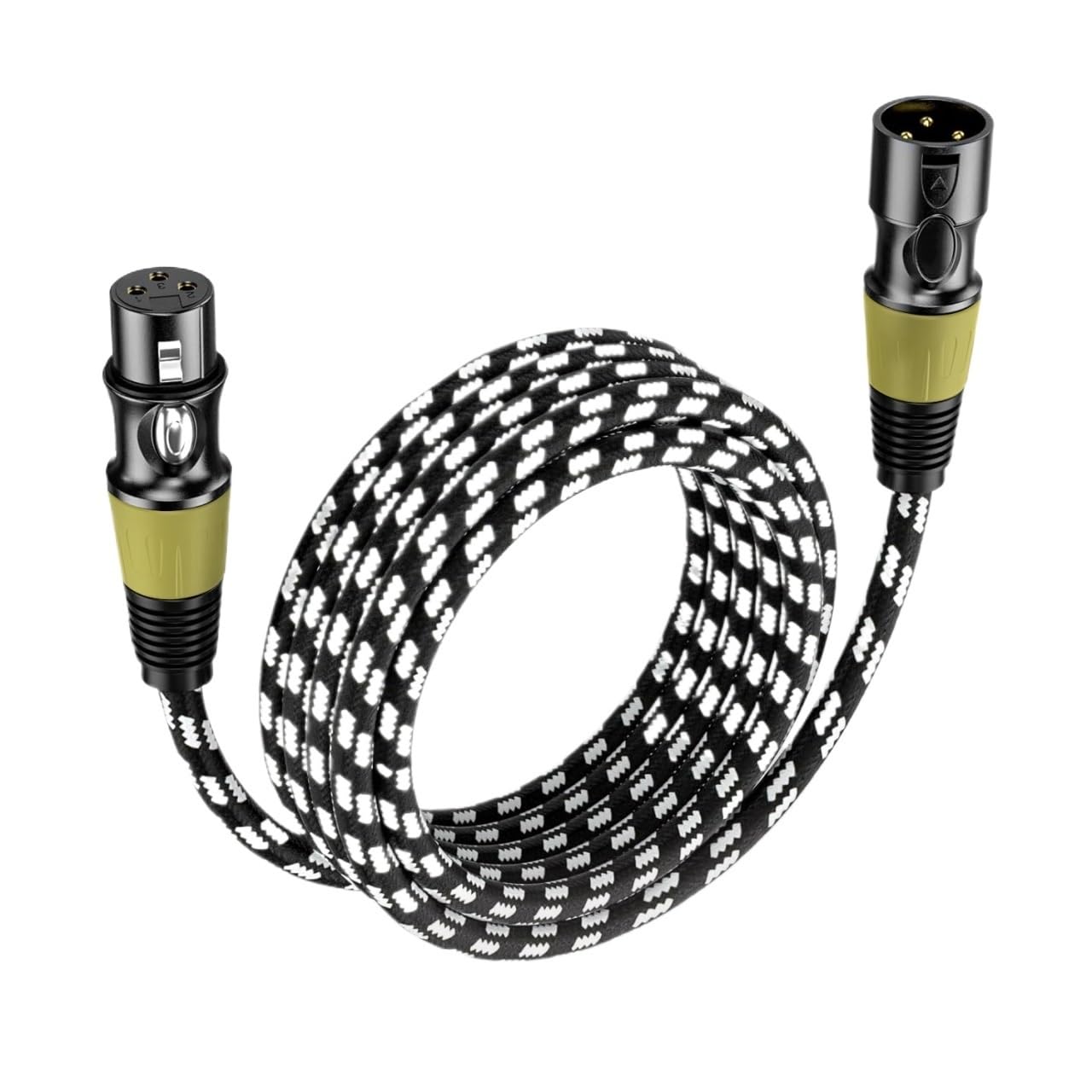 Câble de microphone XLR mâle vers femelle à 3 broches plaqué or (jaune, 5 m)