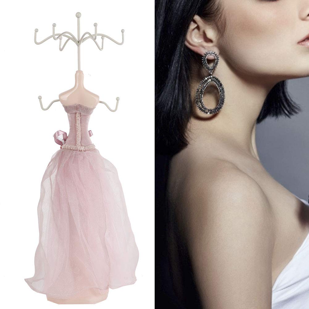 Uchwyt na biżuterię, kostium wisiorka, naszyjnik, kolczyki, bransoletka, pierścionek, buty, sukienka, model ekspozytoru na biżuterię, (duży model)