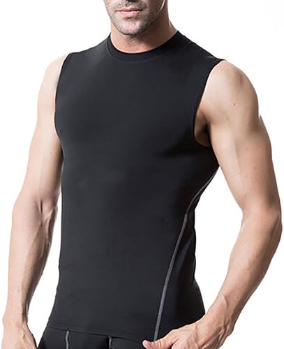 TopTie Camisa de compresión sin mangas para hombre, camiseta deportiva de capa base, camiseta de entrenamiento atlético