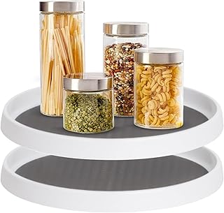 Drehplatten Organizer,Drehteller Gewürzregal Drehplatte - rutschfest Küchen Aufbewahrung Gewürzregal Vorratsschrank Organisation Für Kühlschrank Waschtisch Tresen Schrank